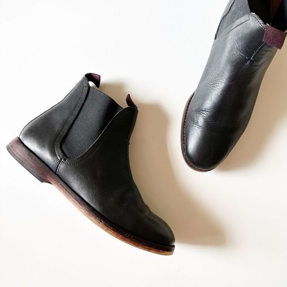 Hudson London Chelsea Boot Pull On Ankle in Black Leather Size 40 US 7 - Picture 2 of 10